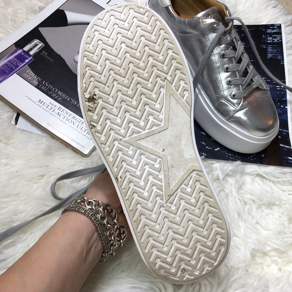J/SLIDES Hally Silver Metallic Leather Sneaker - Picture 8 of 11
